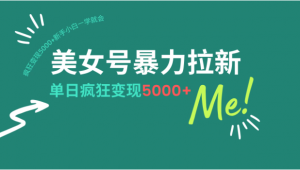 美女号暴力拉新，用过AI优化一件生成，每天搬砖，疯狂变现5000+看最鲜网，看新知识-提供各类互联网项目，互联网副业，职场技能课程，股票期货投资, 校园课程，升学考试等有价值的知识看最鲜网，看新知识