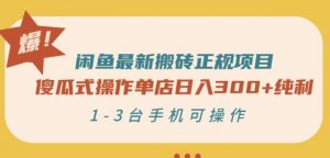 闲鱼最新搬砖正规项目：傻瓜式操作单店日入300+纯利，1-3台手机可操作看最鲜网，看新知识-提供各类互联网项目，互联网副业，职场技能课程，股票期货投资, 校园课程，升学考试等有价值的知识看最鲜网，看新知识