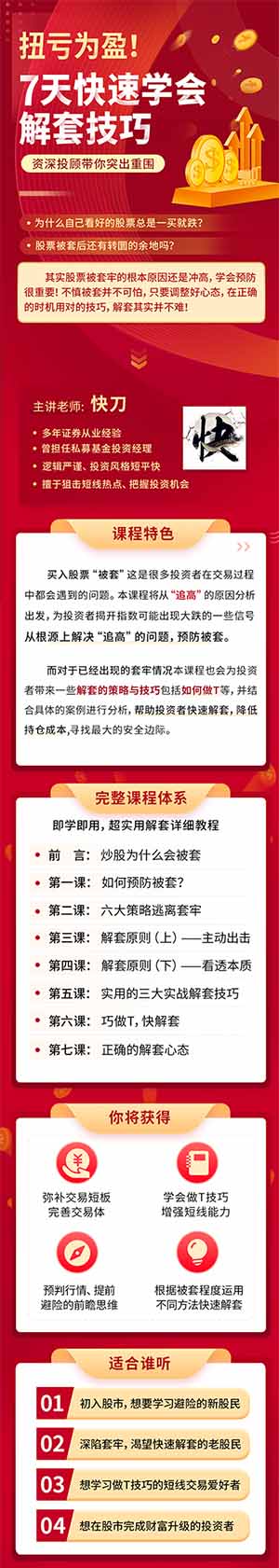 扭亏为盈7天学会解套技巧，从亏损到盈利―教你逃离被套看最鲜网，看新知识-提供各类互联网项目，互联网副业，职场技能课程，股票期货投资, 校园课程，升学考试等有价值的知识看最鲜网，看新知识