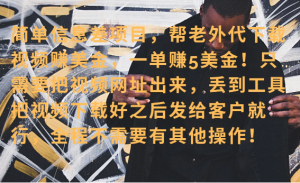 零门槛赚美金！海外视频代下服务，单笔收益40+，小白也能轻松上手看最鲜网，看新知识-提供各类互联网项目，互联网副业，职场技能课程，股票期货投资, 校园课程，升学考试等有价值的知识看最鲜网，看新知识