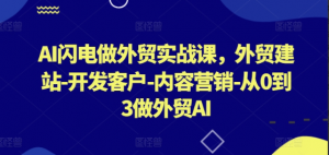 AI闪电做外贸实战课，外贸建站-开发客户-内容营销-从0到3做外贸AI看最鲜网，看新知识-提供各类互联网项目，互联网副业，职场技能课程，股票期货投资, 校园课程，升学考试等有价值的知识看最鲜网，看新知识