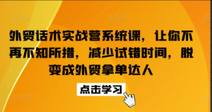 外贸话术实战营系统课，让你不再不知所措，减少试错时间，脱变成外贸拿单达人看最鲜网，看新知识-提供各类互联网项目，互联网副业，职场技能课程，股票期货投资, 校园课程，升学考试等有价值的知识看最鲜网，看新知识