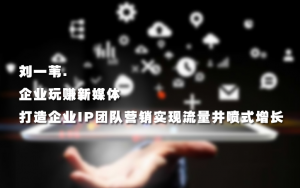 刘一苇.企业玩赚新媒体，打造企业IP团队营销实现流量井喷式增长看最鲜网，看新知识-提供各类互联网项目，互联网副业，职场技能课程，股票期货投资, 校园课程，升学考试等有价值的知识看最鲜网，看新知识