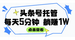 【头条号托管 】我提供视频和文章，你每天5分钟发布，月入3000-5000+，躺挣项目 ！看最鲜网，看新知识-提供各类互联网项目，互联网副业，职场技能课程，股票期货投资, 校园课程，升学考试等有价值的知识看最鲜网，看新知识