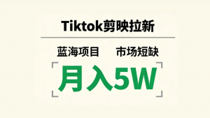 Tiktok 剪映拉新，蓝海项目，市场短缺，月入 5W+看最鲜网，看新知识-提供各类互联网项目，互联网副业，职场技能课程，股票期货投资, 校园课程，升学考试等有价值的知识看最鲜网，看新知识