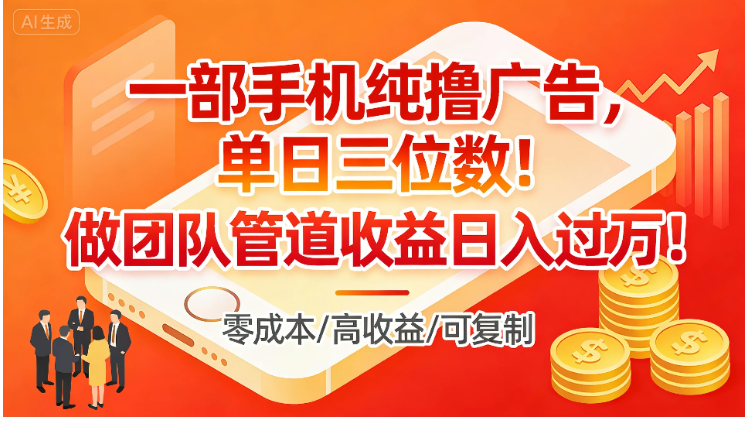 一部手机纯撸广告，单日三位数！做团队管道收益日入过万！看最鲜网，看新知识-提供各类互联网项目，互联网副业，职场技能课程，股票期货投资, 校园课程，升学考试等有价值的知识看最鲜网，看新知识