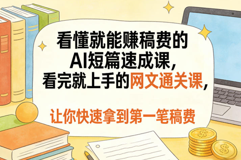 图片[1]看最鲜网，看新知识-提供各类互联网项目，互联网副业，职场技能课程，股票期货投资, 校园课程，升学考试等有价值的知识AI短篇+网文通关攻略，看懂就能賺稿费的AI短篇速成课，看完就上手的网文通关课看最鲜网，看新知识-提供各类互联网项目，互联网副业，职场技能课程，股票期货投资, 校园课程，升学考试等有价值的知识看最鲜网，看新知识