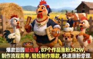 爆款田园轻动漫，87个作品涨粉342W，制作流程简单，轻松制作爆款，快速涨粉变现看最鲜网，看新知识-提供各类互联网项目，互联网副业，职场技能课程，股票期货投资, 校园课程，升学考试等有价值的知识看最鲜网，看新知识
